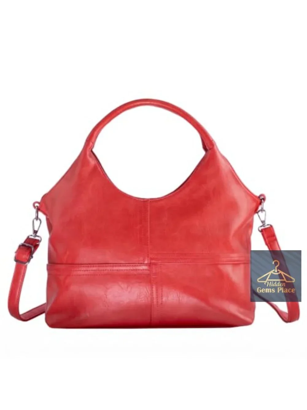 Vegan Leather Satchel Hobo Bag with Adjustable Shoulder Strap